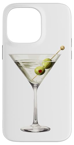 Hülle für iPhone 14 Pro Max Martini-Glas Grüne Oliven Barkeeper Wodka Gin Cocktail Drink von Clever Witty Martini Designs