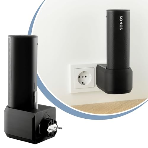 Cleverstation Halterung Steckdose - passend für Sonos Roam & Sonos Roam SL Lautsprecher Wandhalterung, Halterung Wand, Boxen Wandhalterung, Wandhalter Lautsprecher, Speaker Wall Mount (schwarz) von Cleverstation