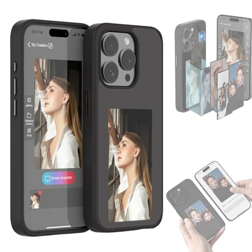 Clgorm Smart Ink Phone Case, Smart Ink Screen Phone Case for iPhone13/14/15/Pro/Pro Max, Smart NFC Phone Case DIY Customizable Images, Long-Lasting Imaging Display Photos (Black, for iPhone13) von Clgorm