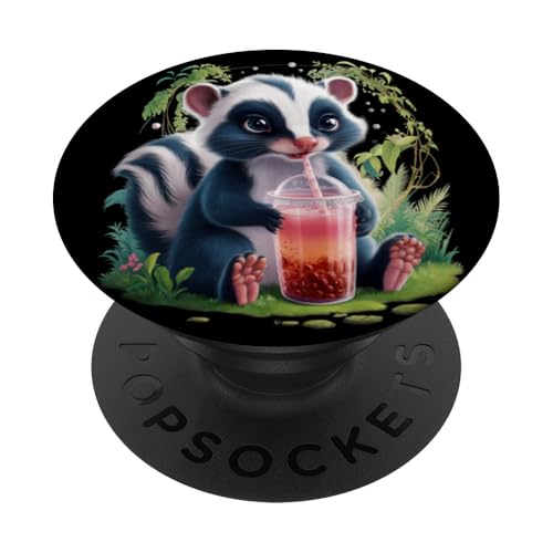 Stinktier Männer Frau Boba Tea Kawaii Bubble Tea Stinktier PopSockets Klebender PopGrip von Click For Kawaii Bubble Tea Animals Designs
