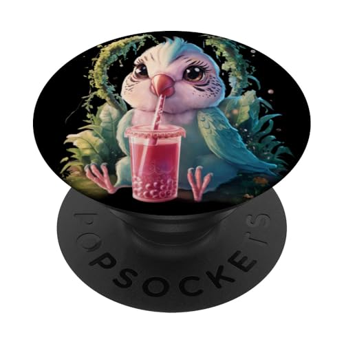 Wellensittich Herren Frau Boba Tea Kawaii Bubble Tea Wellensittich PopSockets Klebender PopGrip von Click For Kawaii Bubble Tea Animals Designs