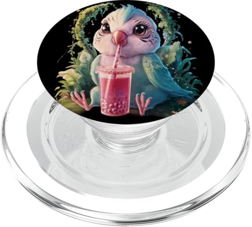 Wellensittich Herren Frau Boba Tea Kawaii Bubble Tea Wellensittich PopSockets PopGrip für MagSafe von Click For Kawaii Bubble Tea Animals Designs