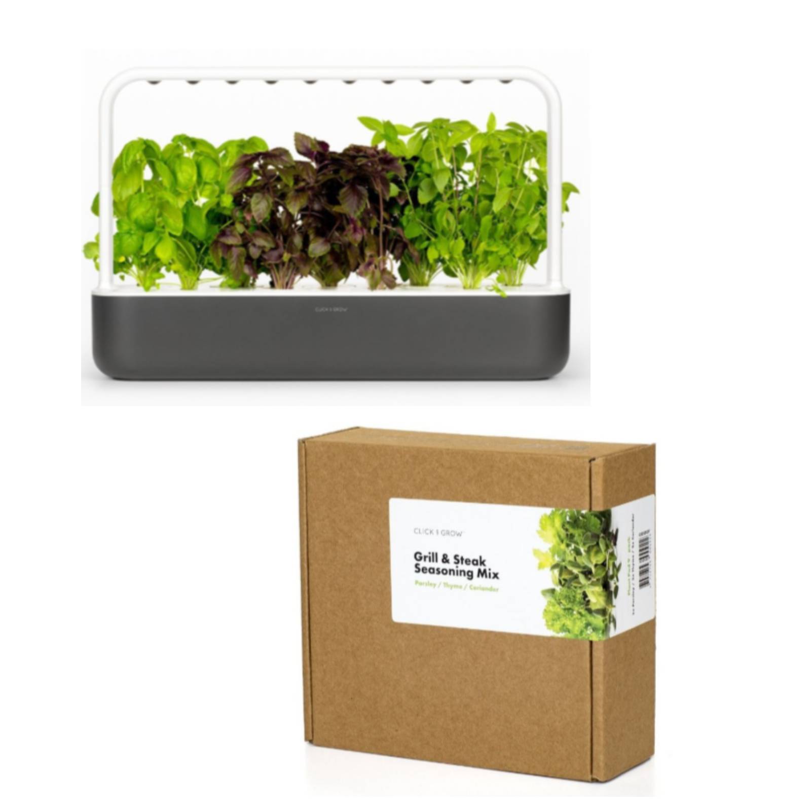 Click and Grow - Smart Garden 9 Starter kit - Dark Grey + Refill 9-pack Grill&Steak Mix - Bundle Click and Grow - Smart Garden 9 Starter kit - Dark Grey + Refill 9-pack Grill&Steak Mix - Bundle von Click&Grow