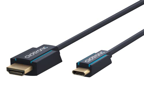 Clicktronic 1m USB C zu HDMI Adapter für TV – USB-C auf HDMI 2.0 Adapterkabel 4K 60Hz - Thunderbolt 3 Kompatibel - Kompatibel mit iPad Pro Air, MacBook Pro, iMac, Galaxy, Surface Book 2, XPS 15/13 von Clicktronic