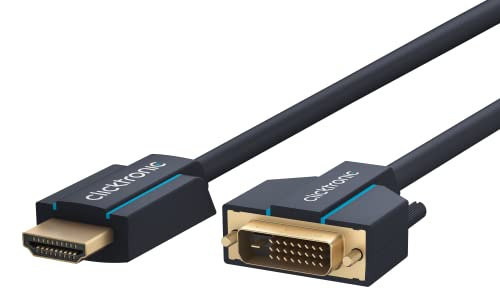 Clicktronic Casual HDMI / DVI-Kabel 1.0 m, Adapterkabel zwischen HDMI und DVI-D, vergoldete Kontakte, zweifach geschirmt von Clicktronic