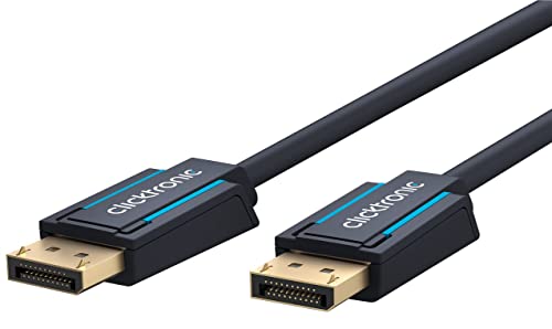 Clicktronic DisplayPort Kabel 1.4 mit DisplayPort Stecker auf DP-Stecker / 4320p / 8k / 60 Hz / 2160p / 4K / 120 Hz/UHD/FullHD/für Gaming Monitor Grafikkarte Laptop TV/Vergoldet / 3m von Clicktronic