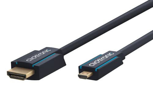 Clicktronic High Speed HDMI auf Micro HDMI oder Micro HDMI auf HDMI Kabel - Adapterkabel Typ D auf Typ A bidirektional 4K Ultra HD, 3D TV, ARC, mit Ethernet für Raspberry Pi 4, Gopro, ODROID, 2m von Clicktronic