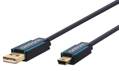 Clicktronic High Speed USB 2.0 A auf USB 2.0 Mini-B Kabel / Ladekabel USB A Stecker auf Mini USB-B Stecker / Datenübertragungsrate bis zu 480Mbit/s / für Smartphones, Kameras oder MP3-Player, 3m von Clicktronic