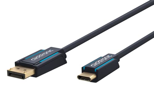 Clicktronic USB-C Stecker auf DisplayPort Adapterkabel / 4K@60Hz (2160p) / 2-fach Schirmung/vergoldete Kontakte/USB-C auf DP Kabel für Laptop zu Monitor, 1m von Clicktronic