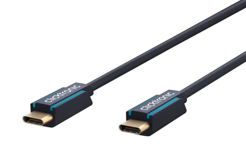 Clicktronic USB-C Stecker auf USB-C Stecker Premium Kabel/USB 3.2 Gen 1 / Typ C Schnellladekabel bis 15W / max. Übertragungsrate 5 Gbit/s/USB C Datenkabel für USB-Geräte, 1m von Clicktronic