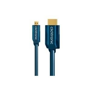 Micro-HDMI+Adapterkabel Ethernet(HDMI A/HDMI Micro D) - 2,0 m Hochgeschwindigkeits-Adapter HDMI auf Micro-HDMI von Clicktronic