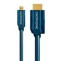 Micro-HDMI+Adapterkabel Ethernet(HDMI A/HDMI Micro D) - 3.0 m Hochgeschwindigkeits-Adapter HDMI auf Micro-HDMI von Clicktronic