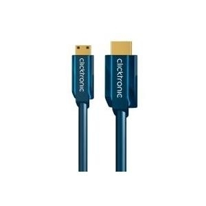 Mini-HDMI+Adapterkabel m. Ethernet(HDMI A/HDMI Mini C) - 2,0m Hochgeschwindigkeits-Adapter HDMI auf Mini-HDMI von Clicktronic