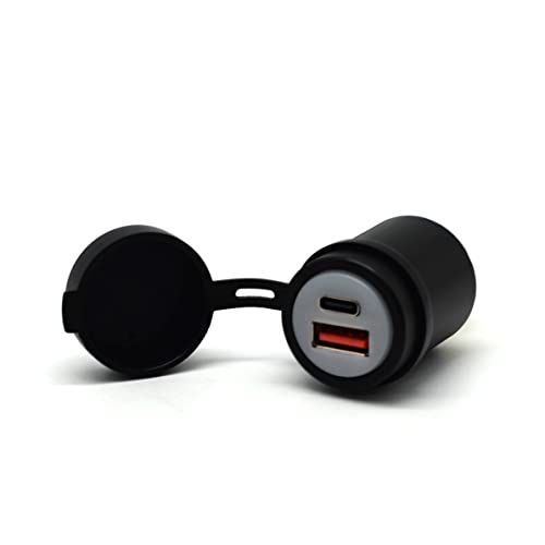 Cliff Top DIN USB Ladegerät 28W PD USB-C und QC 3.0 USB Stecker Adapter für DIN Buchse, kompatibel mit BMW Ducati Triumph Motorräder von Cliff Top
