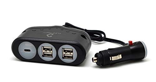 USB C Auto Ladegerät Splitter Adapter, 51W [PD USB-C + 4 x USB-A] Multi USB Auto Ladegerät mit An/Aus Schalter von Cliff Top