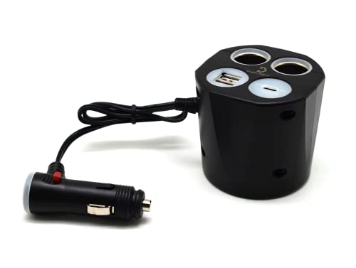 USB C Getränkehalter Kfz-Ladegerät, 35W [PD USB-C + 2 USB-A + 2 Zigarettenanzünder-Buchsen] Multi USB Kfz-Ladegerät mit Ein/Aus-Schalter von Cliff Top