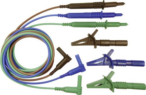 Cliff CIH29915 Sicherheits-Messleitungs-Set [Stecker 4mm - Prüfspitze] 1.50m Blau, Grün, Braun 1St. von Cliff