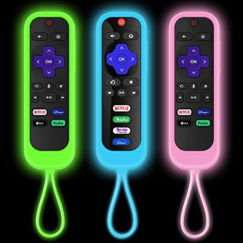 Schutzhülle für Climberer Roku Fernbedienung, kompatibel mit TCL/Hisense Roku TV, Sharp Roku TV, Roku Express 4K+, leuchtet im Dunkeln, Macht es leicht zu Finden, 3 Stück von Climberer