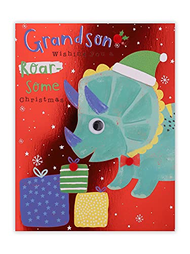 Clintons: Dino & Presents Weihnachtskarte für Enkelsohn von Clintons