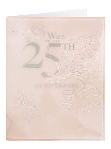 Clintons: Glückwunschkarte zum 25. Hochzeitstag für die Ehefrau, 201 x 156 mm, Weiß / silberfarben von Clintons