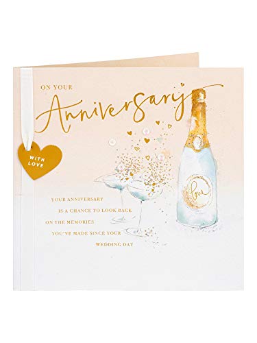 Clintons: Glückwunschkarte zum Hochzeitstag, Motiv: Champagnerblasen mit Liebe, 11 x 15 cm von Clintons