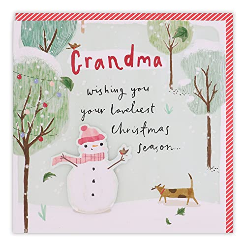 Clintons: Weihnachtskarte mit Aufschrift "Mrs Snowman & Dog Grandma" von Clintons