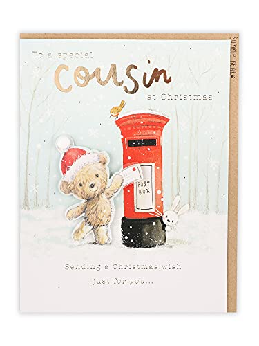 Clintons: Weihnachtskarte mit Cousin-Bär am Briefkasten. von Clintons