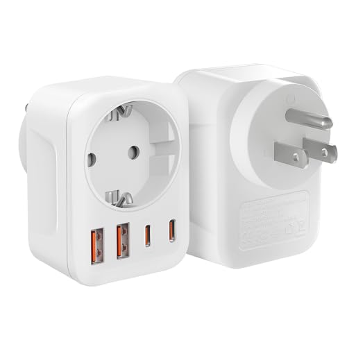 2 Stück Reiseadapter USA-Adapter USA mit 2 USB 2 Typ-C(3.4A),mit 1 AC,USA Adapter Steckdose,Stromadapter USA,Adapter USA Deutschland Stecker,Steckdosenadapter Typ B für Amerika Kanada Mexiko Thailan von Clomnpe