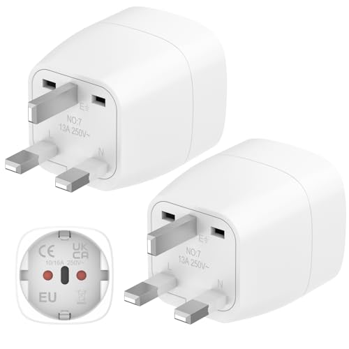 Adapter England Deutschland Stecker,Reiseadapter UK-2 Stück UK Adapter Steckdose,Reiseadapter Typ G steckdosenadapter England,UK Adapter auf EU,Adapter Steckdose für England Irland UK Dubai Maldives von Clomnpe