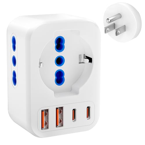 Adapter USA,Reiseadapter USA 7 in 1 mit 2 USB C+ 2 USB A,USA Adapter Steckdose mit 2 IT + 1 Schuko,USA Adapter 2500W,Stromadapter USA Adapter USA Deutschland Stecker,Steckdosenadapter Typ B für Kanada von Clomnpe