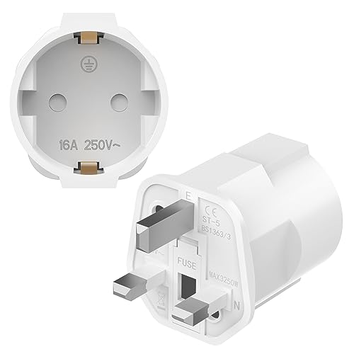 Clomnpe Reisestecker UK Adapter England Deutschland Stecker-2 Stück Reiseadapter Typ G Steckdosenadapter England,UK Adapter auf EU-Steckdose Adapter Steckdose Stromadapter für England Irland UK Dubai von Clomnpe