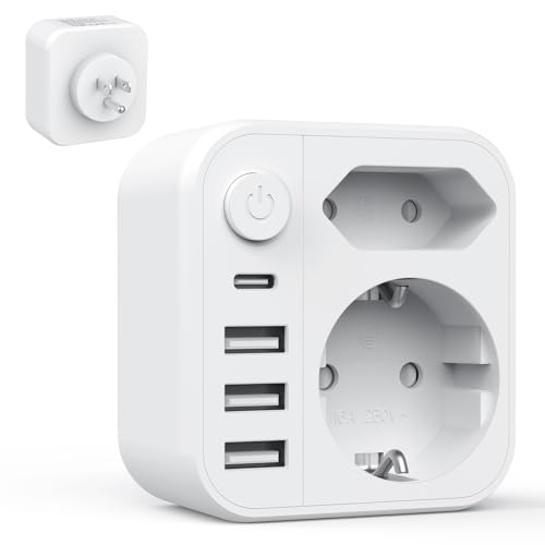 Reiseadapter USA-Adapter USA mit 3 USB+1 Typ-C (3.4A),Steckdosenadapter 6-in-1 USA Adapter Steckdose Typ B,Adapter USA Deutschland Stecker,Reisestecker Stromadapter für Amerika Kanada Mexiko Thailan von Clomnpe