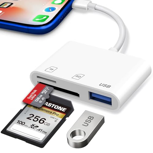 SD Kartenleser für iPhone iPad,3 in 1 SD Kartenleser iPhone für Micro SD/SD/USB OTG Adapter,SD Card Reader iPhone,Kartenleser iPhone,Speicherkarte Kamera Adapter,Speicherkartenadapter,Kartenlesegerät von Clomnpe