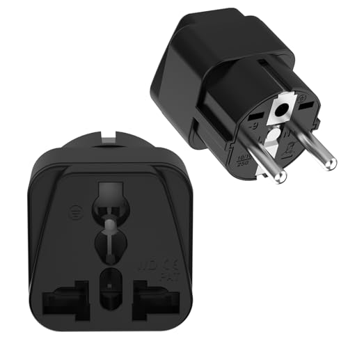 Universal Adapter,2 Stück Reiseadapter,Stecker Adapter,Adapter USA Deutschland Stecker,Adapter China Deutschland Stecker,Adapter Steckdose,Travel Adapter für USA,UK,Thailand,Schweiz,Italien-Schwarz von Clomnpe