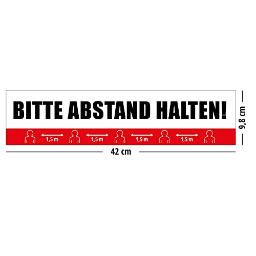 Close Up Bodenaufkleber 5 STK. Bitte Abstand halten (42 x 9,2 cm) Sicherheitsabstand Aufkleber Outdoor & Indoor Bodensticker UV- & wetterfest von Close Up