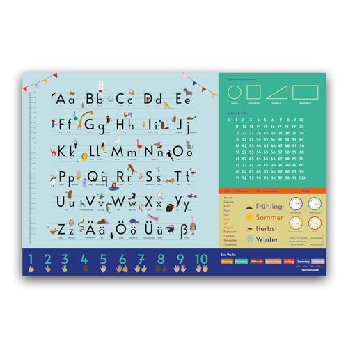 Close Up Kinder Schreibtischunterlage Alphabet 60x40 cm, wasserfest aus strapazierfähigem Vinyl mit einem innenliegenden Polyestermesh von Close Up