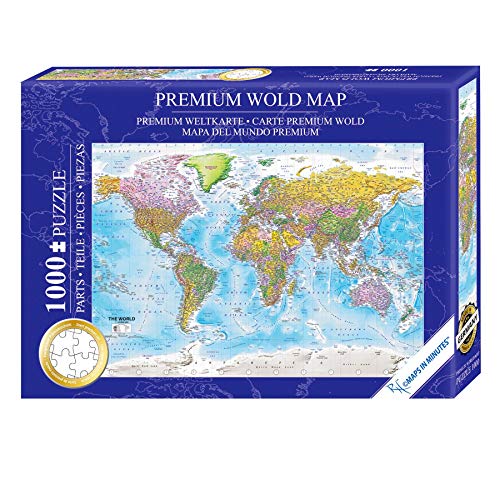 Close Up Weltkarte Puzzle 1000 Teile - Die Welt - 68 x 48 cm Premium Map 2020 - MAPS IN Minutes von Close Up