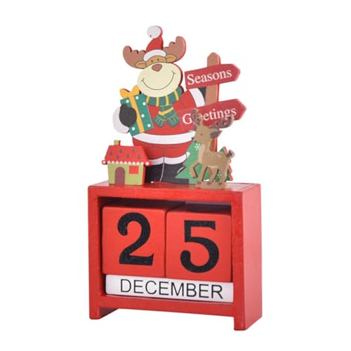 Closer Weihnachtlicher Tischkalender, Tischnummer, Datum, Holzblöcke, Kalender, Countdown, Weihnachtsdekoration, B, einfach zu bedienen, 14 x 7 x 3,5 cm von Closer