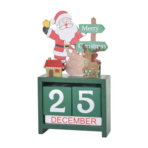 Closer Weihnachtlicher Tischkalender, Tischnummer, Datum, Holzblöcke, Kalender, Countdown, Weihnachtsdekoration, langlebig, 14 x 7 x 3,5 cm von Closer