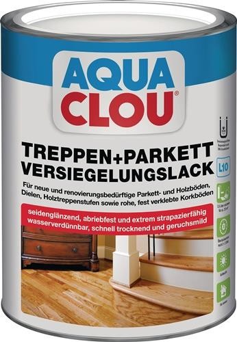 3 Stk. Clou Treppen-/Parkettversiegelungslack L10 farblos seidenglanz 2,5l Dose von Clou