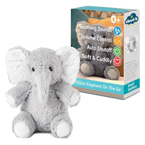 Cloud b Soundmaschine mit weißem Rauschen beruhigenden Geräuschen | Kuscheliges Stofftier | Einstellbare Einstellungen und automatische Abschaltung | Ideal für Reisen | Elliot Elefant Unterwegs Cloud b Soundmaschine mit weißem Rauschen beruhigenden Geräuschen | Kuscheliges Stofftier | Einstellbare Einstellungen und automatische Abschaltung | Ideal für Reisen | Elliot Elefant Unterwegs von Cloud b