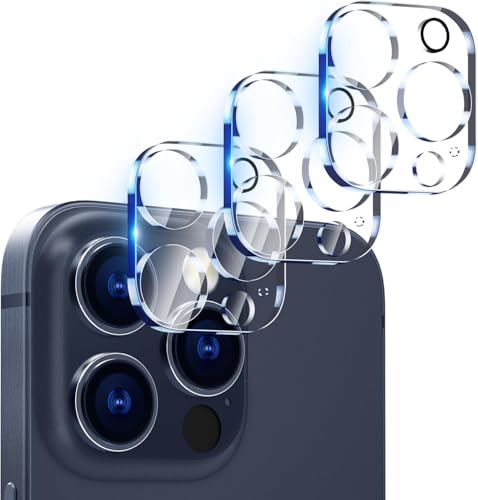 CloudValley 3er-Pack für iPhone 15 Pro 6,1” / 15 Pro Max 6,7” Kameraobjektivschutz aus gehärtetem Glas, Ultra HD-Kameraabdeckung, kratzfest und hüllenfreundlich [beeinflusst den Blitz nicht] – Klar von CloudValley