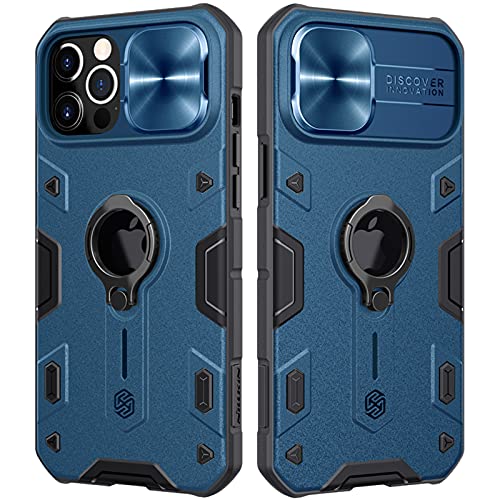 CloudValley Armor Hülle für iPhone 12 Pro Max 6.7’’ mit Kameraschutz & Ring ständer, Militärhülle mit 360° Drehbarer Ständerring, Armor Handyhülle Rüstungshülle für 12 Max 2020, Blau von CloudValley