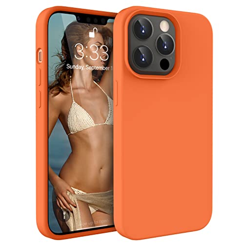 CloudValley Flüssig Silikon Hülle Kompatibel mit iPhone 13 Pro Max (2021), Microfiber Lining Weich Handyhülle, Stoßfeste Kratzfest Gummigel Schutzhülle für iPhone 13 pro max 6.7" - Orange von CloudValley