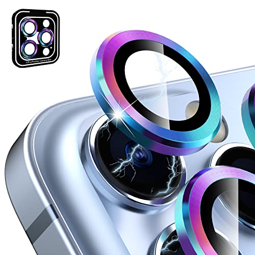CloudValley Kameraschutz Kompatibel mit iPhone 13 Pro/iPhone 13 Pro Max Kamera Glass, Camera Protector HD Klar Aluminiumlegierung Kamera Schutzfolie Linse, Blasenfrei Gehärtetes Glas - Bunt von CloudValley
