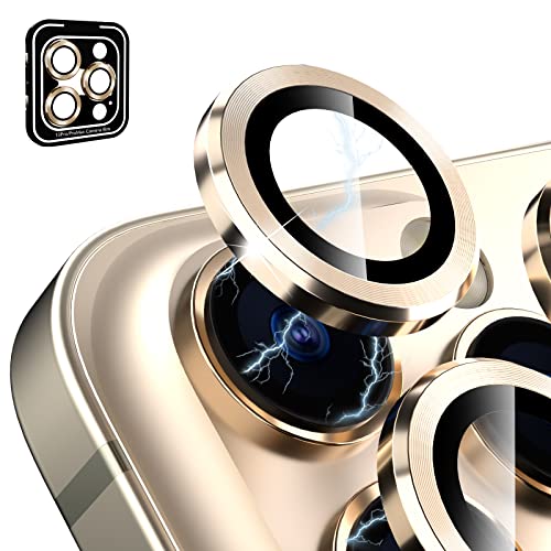 CloudValley Kameraschutz Kompatibel mit iPhone 13 Pro/iPhone 13 Pro Max Kamera Glass, Camera Protector HD Klar Aluminiumlegierung Kamera Schutzfolie Linse, Blasenfrei Gehärtetes Glas - Gold von CloudValley