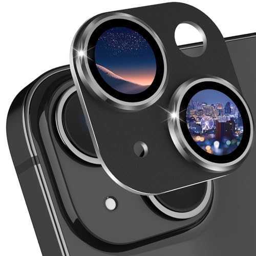 CloudValley Kameraschutz für iPhone 15/iPhone 15 Plus Kamera Schutz, Ultra-Klar Schutzfolie Kratzfest [Voller Deckungsgrad] 9H Härte HD Camera Protector, Schwarz von CloudValley