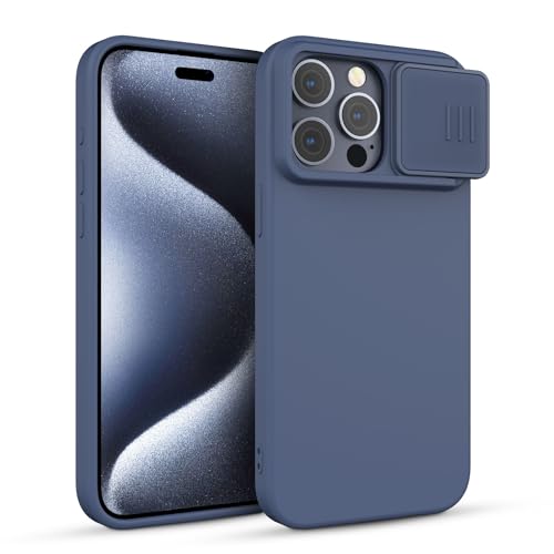 CloudValley Liquid Silikon Case für iPhone 15 Pro 6.1" mit Kameraschutz Hülle, Stoßfeste Hochwertiges Silicone Schutzhülle, [Mikrofaser Futter], Handyhülle für iPhone 15 Pro 2023,Blau von CloudValley