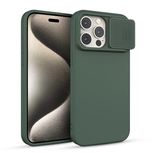 CloudValley Liquid Silikon Case für iPhone 15 Pro 6.1" mit Kameraschutz Hülle, Stoßfeste Hochwertiges Silicone Schutzhülle, [Mikrofaser Futter], Handyhülle für iPhone 15 Pro 2023,Grün von CloudValley