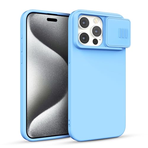 CloudValley Liquid Silikon Case für iPhone 15 Pro Max 6.7" mit Kameraschutz Hülle, Stoßfeste Hochwertiges Silicone Schutzhülle, [Mikrofaser Futter], Handyhülle für iPhone 15 Pro Max 2023,Lichtblau von CloudValley